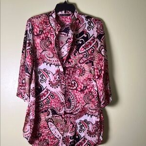 Zara Pink and Black Paisley Blouse
